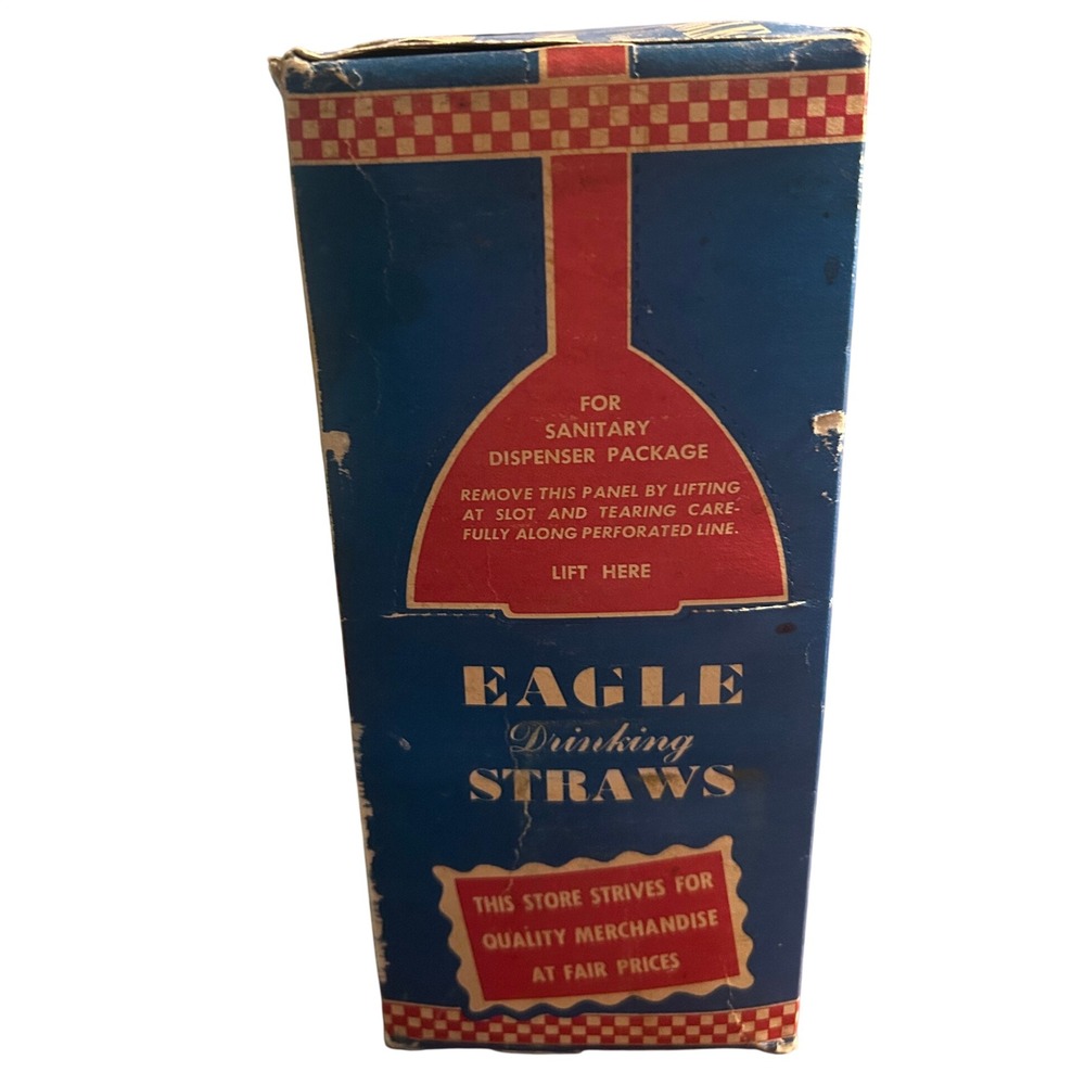 Vintage Eagle Drinking Straws Dispenser Box with Metal Holder Paper Straws